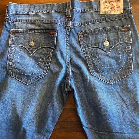 SOLD True Religion World Tour Jeans Section Straight Seat 34 Size 40 Men USA - Picture 5 of 9